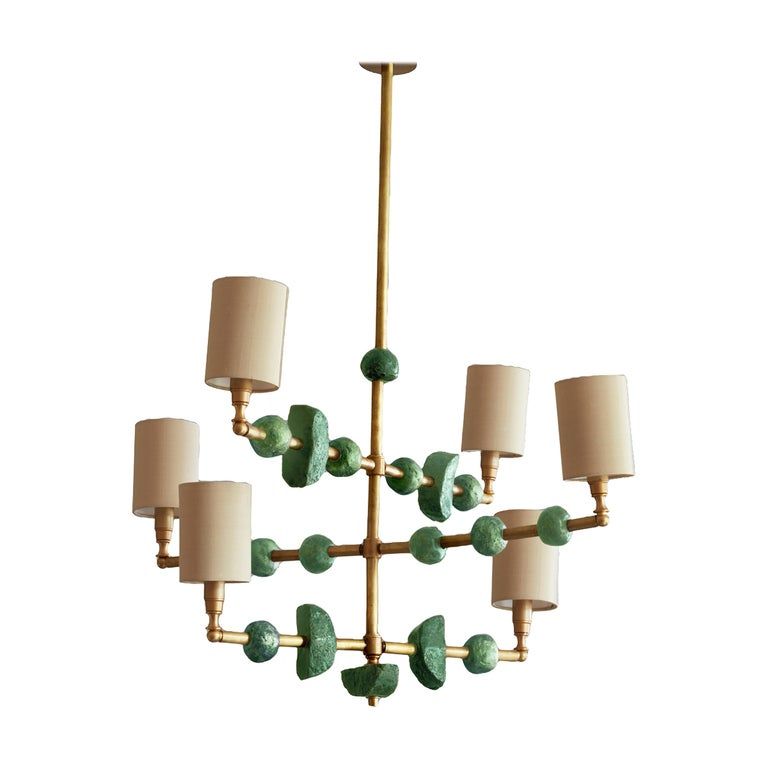 'Mayfair' Contemporary Chandelier, Brass with Sculpted Spheres by Margit Wittig added by Sentrell Marsh