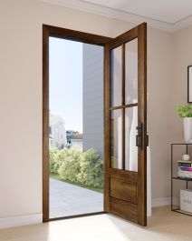 Mahogany 1 Panel 3/4 Lite SDL 4 Lite Modern Farmhouse Shaker Exterior Single Door added by Alex Grey