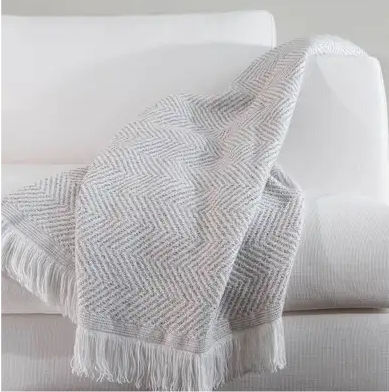 Sunbrella® Herringbone Indoor Outdoor Throw - Cloud added by Kristina Blackford