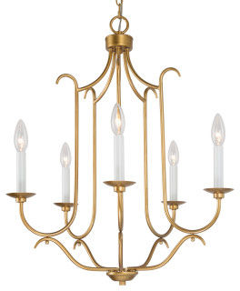 5-Light Distressed Brass Gold French Country/Cottage Chandelier - French Country - Chandeliers - by LNC | Houzz added by Sandy Schargel Interiors