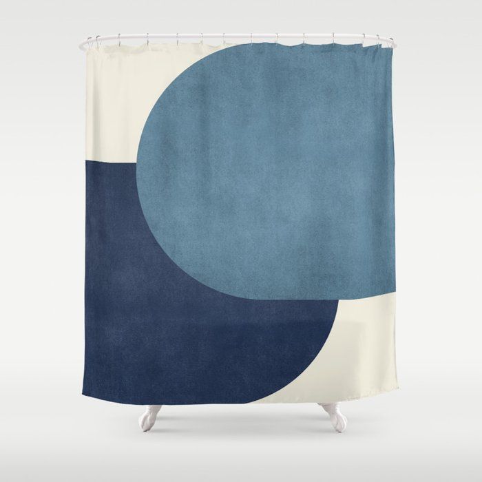 Halfmoon Colorblock - Blue Shower Curtain by MoonlightPrint added by Jordan Sullivan