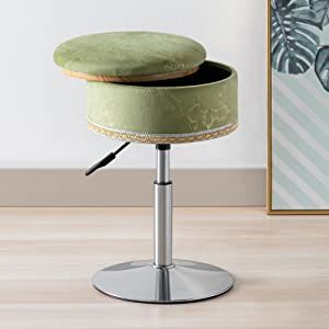 Velvet Storage Ottoman Vanity Stool, 17" to 23" Height Adjustable Foot Stool Upholstered Round Footrest Coffee Table Top Cover, Modern Accent Stools,360° Swivel Makeup Stool for Living Room Bedroom added by Eliza Uberuaga