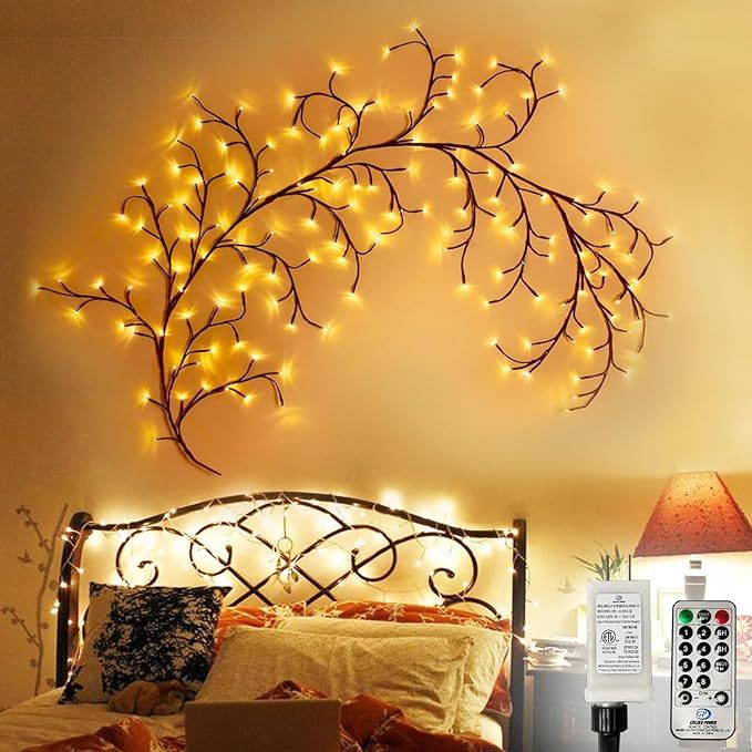 Willow Vine Lights Room Decor 8FT, Christmas Decorations Indoor Walls Lights Artificial Plants Tree Branches Enchanted Fairy Lights with Remote,144 LEDs Lighted Twig Vine Plug in(1PCS) added by erika grossman