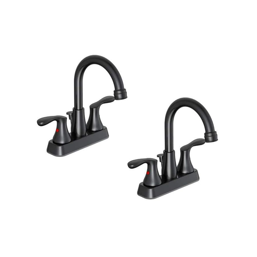 PRIVATE BRAND UNBRANDED Deveral 4 in. Centerset 2-Handle High-Arc Bathroom Faucet with Drain Kit Included in Matte Black (2-Pack) 4512963O-2 - The Home Depot added by Moriah Hawks
