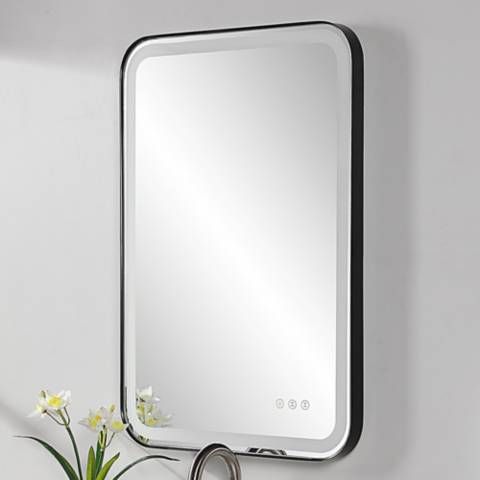 Uttermost Crofton Black 22.3" x 32.3" Lighted LED Vanity Mirror - #093W4 | Lamps Plus added by Nichole McKune