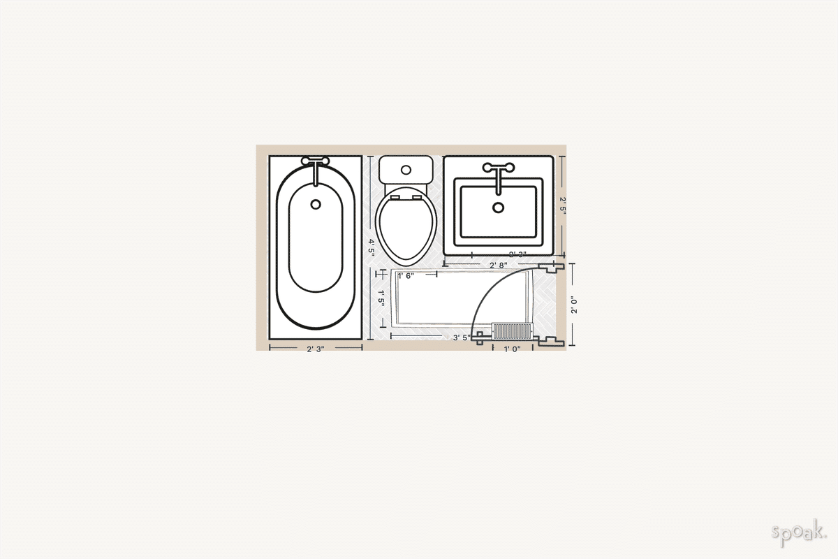 Rectanglar Bathroom Layout designed by Zerina Gredelj