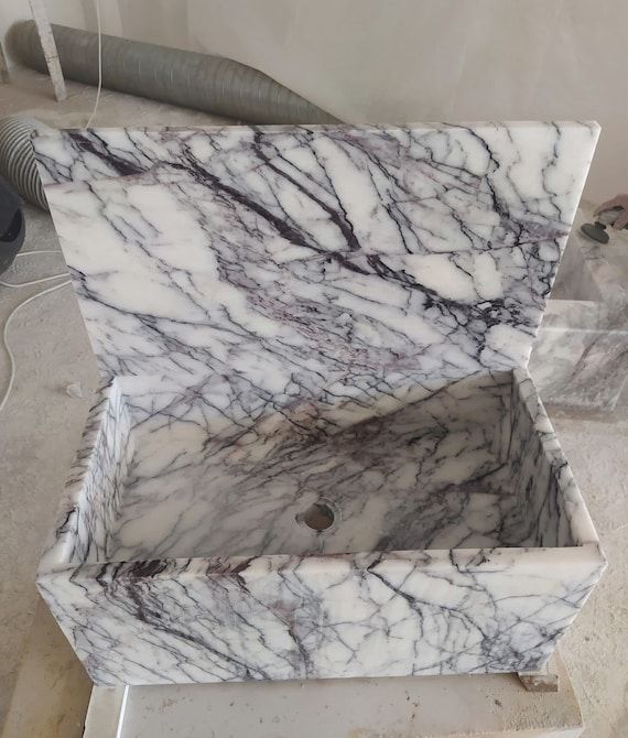 Lilac Marble Sink Wall Mounted Marble Sink Marble Bathroom | Etsy added by Upstate Down