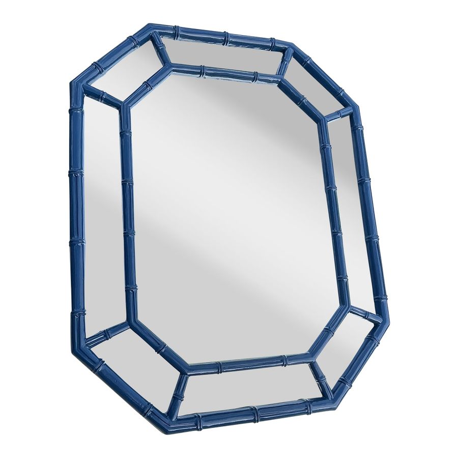 1970s Hollywood Regency Blue Lacquered Faux Bamboo Octagonal Wall Mirror added by Ali Dyer