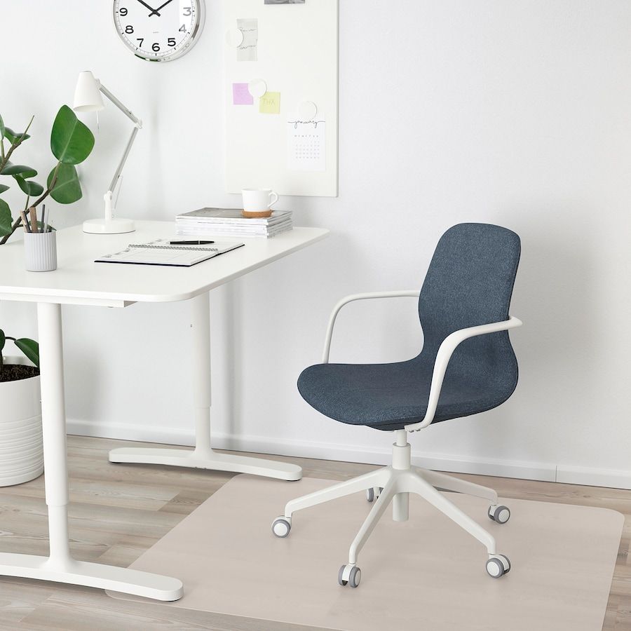LÅNGFJÄLL Conference chair with armrests, Gunnared blue - IKEA added by Stephanie Stras