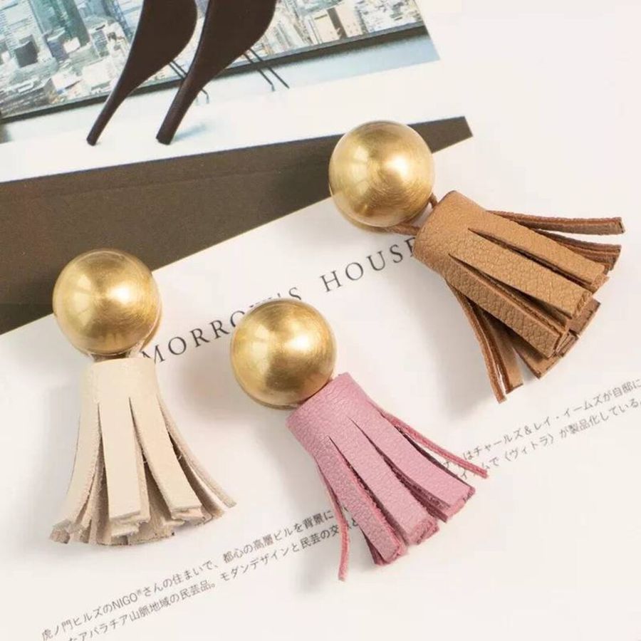 Gold Brass and Leather Tassel Drawer Handle/brass and Leather Tassel Cabinet Pull/colourful Leather and Brass Door Handle/leather Hardware - Etsy added by Kacey Dillier