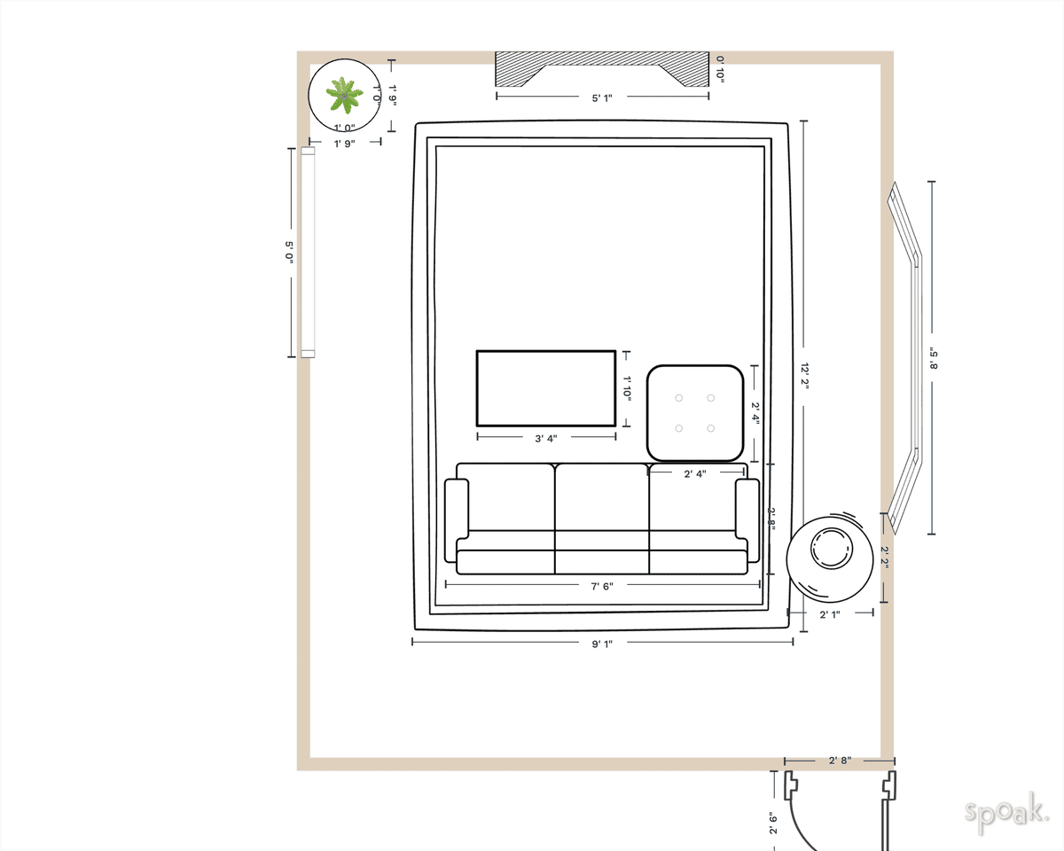 Medium Living Room Floor Plan designed by Alexa Sauchelli