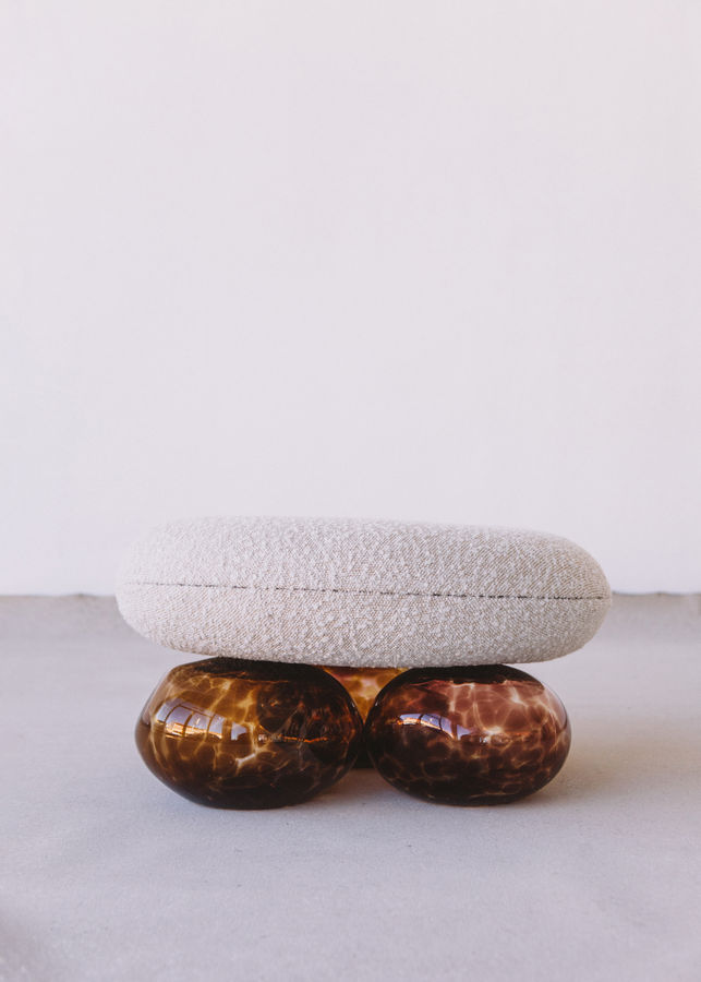 Bulbo Stool – Upholstered Blown Glass Stool by Worn Studio | ADORNO DESIGN added by Daniela Ulloa Villarreal