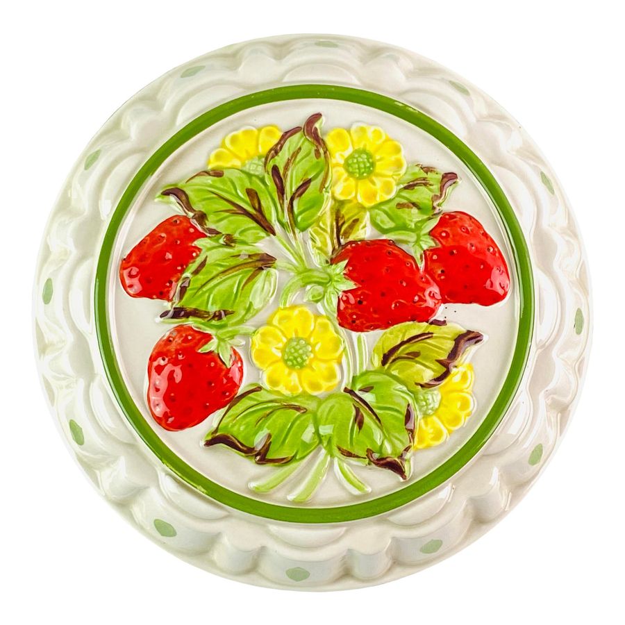 Vintage Painted Strawberry Cast Iron Pie Cover added by Suga Lane / ABBY ESSIE STUDIOS