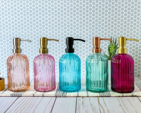 Vintage 14 Oz. Glass Liquid Soap Dispenser Bottle  Refillable - Etsy added by Danielle Eiler