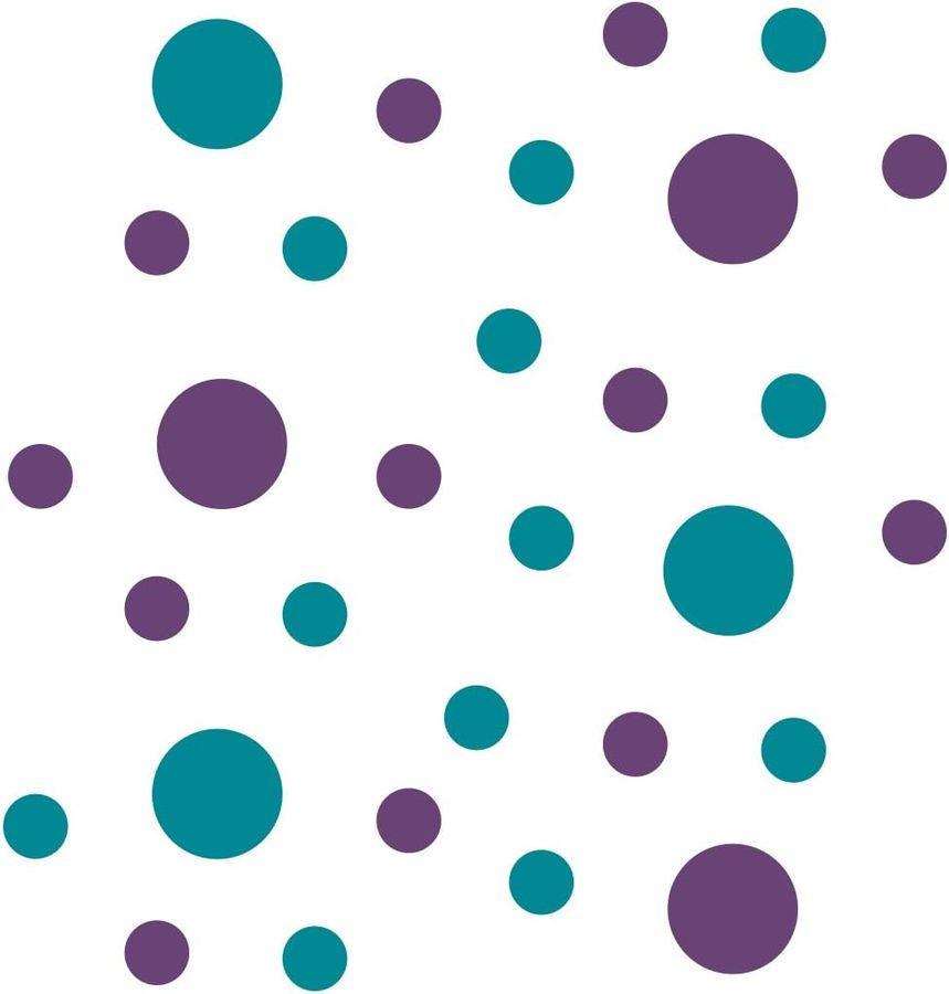 Purple/Turquoise Vinyl Wall Stickers - 2 & 4 inch Circles (60 Decals) added by Jay C. Lynn Interior Designs, LLC