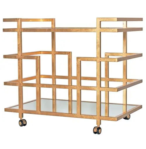 Ward Hollywood Regency Gold Mirror 2 Tier Serving Bar Cart added by erika grossman