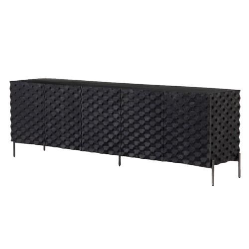 Angeline Modern Classic Black Carved Mango Wood Media Cabinet added by Arden Taylor
