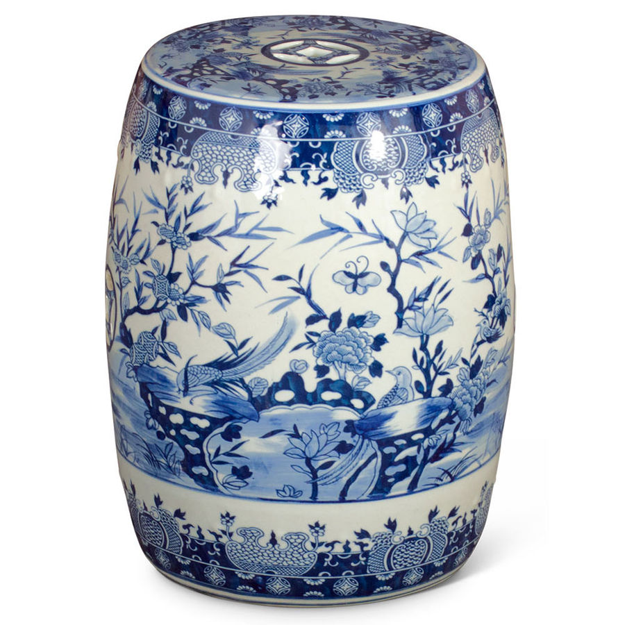 Blue & White Porcelain Flower and Bird Motif Chinese Garden Stool added by Vanessa Grech