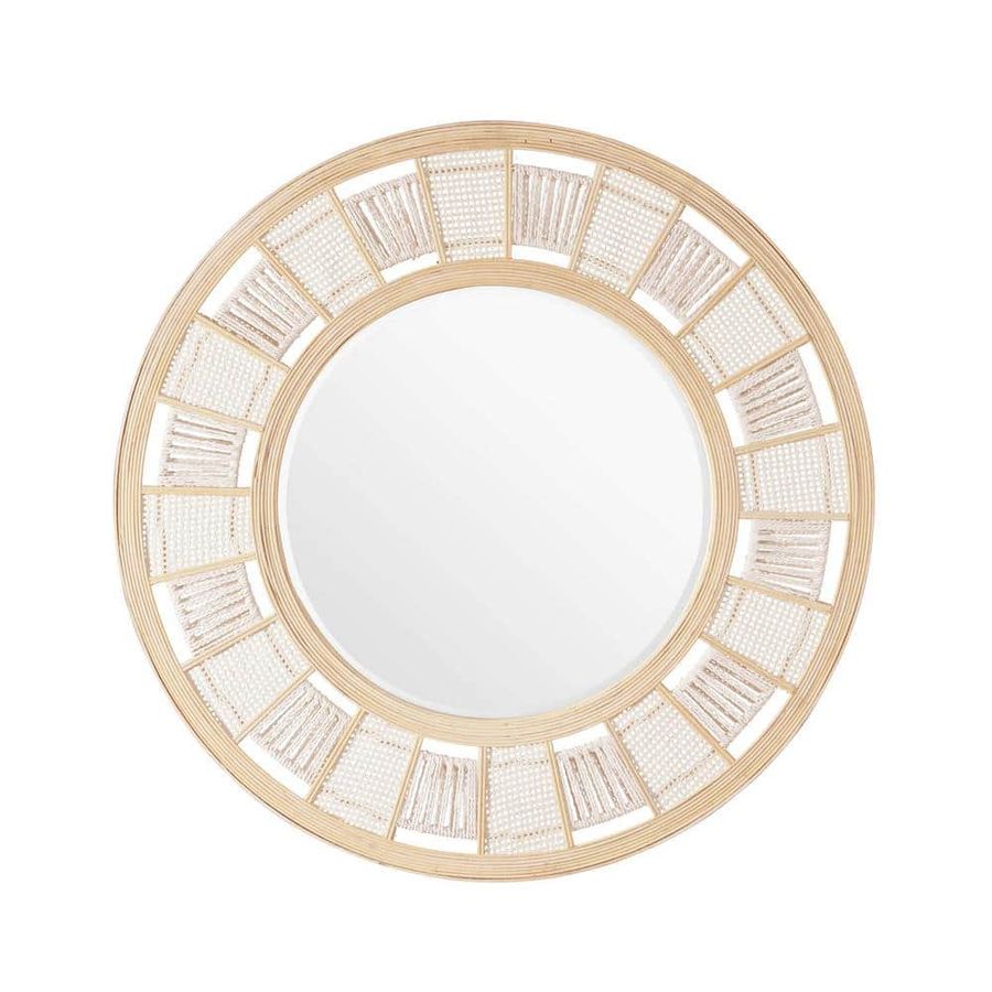 Woven 34.25 in. H x 34.25 in. W Round Bamboo Framed Wall Mirror 11318 - The Home Depot added by Shalah Jeeves