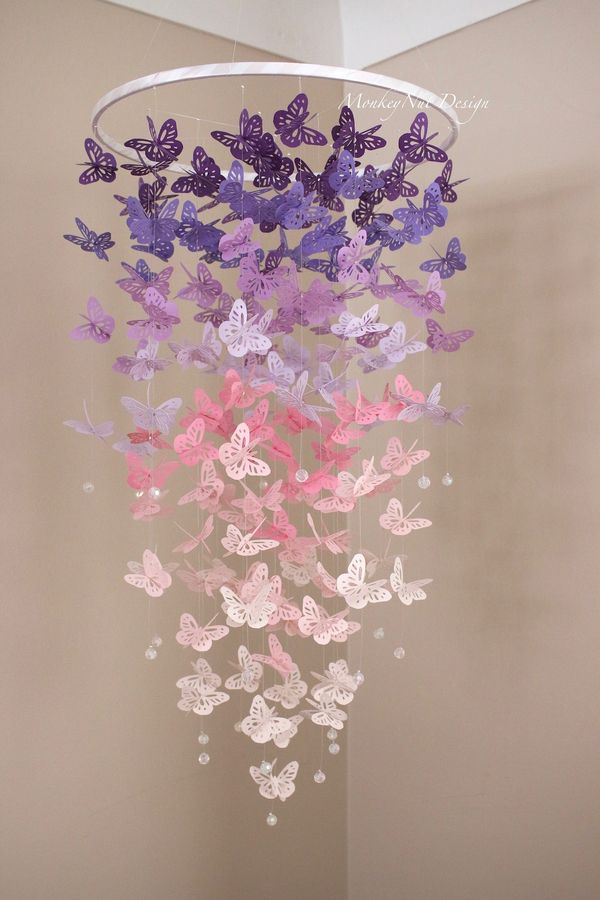 FULL BODIED Butterfly Mobile/butterfly Crib Mobile/purple/pink - Etsy added by Gillian James