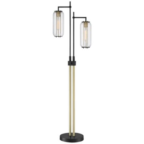 Lite Source Hagen Black and Antique Brass 2-Light Floor Lamp - #87W61 | Lamps Plus added by Sandy Schargel Interiors