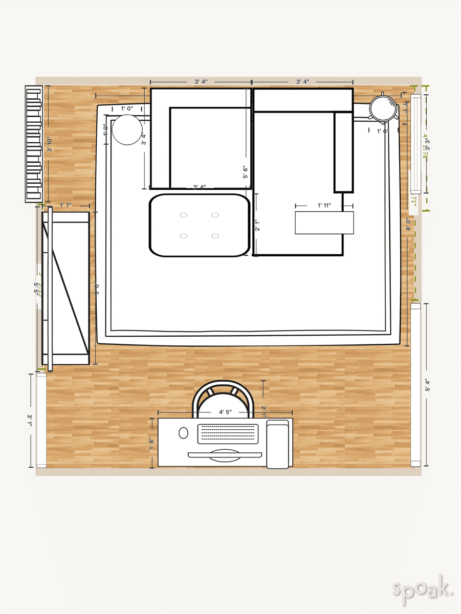 Living + Dining Room Plan designed by Brian Smith