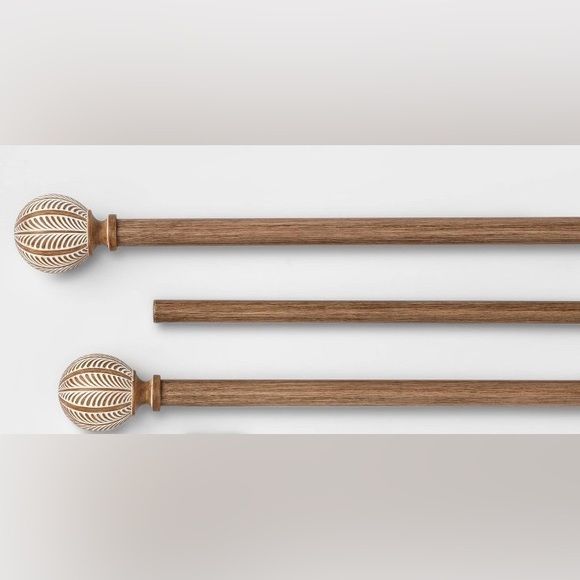 Opalhouse Carved Light Woodtone Ball Curtain Rod- Natural added by Kathleen Fenley