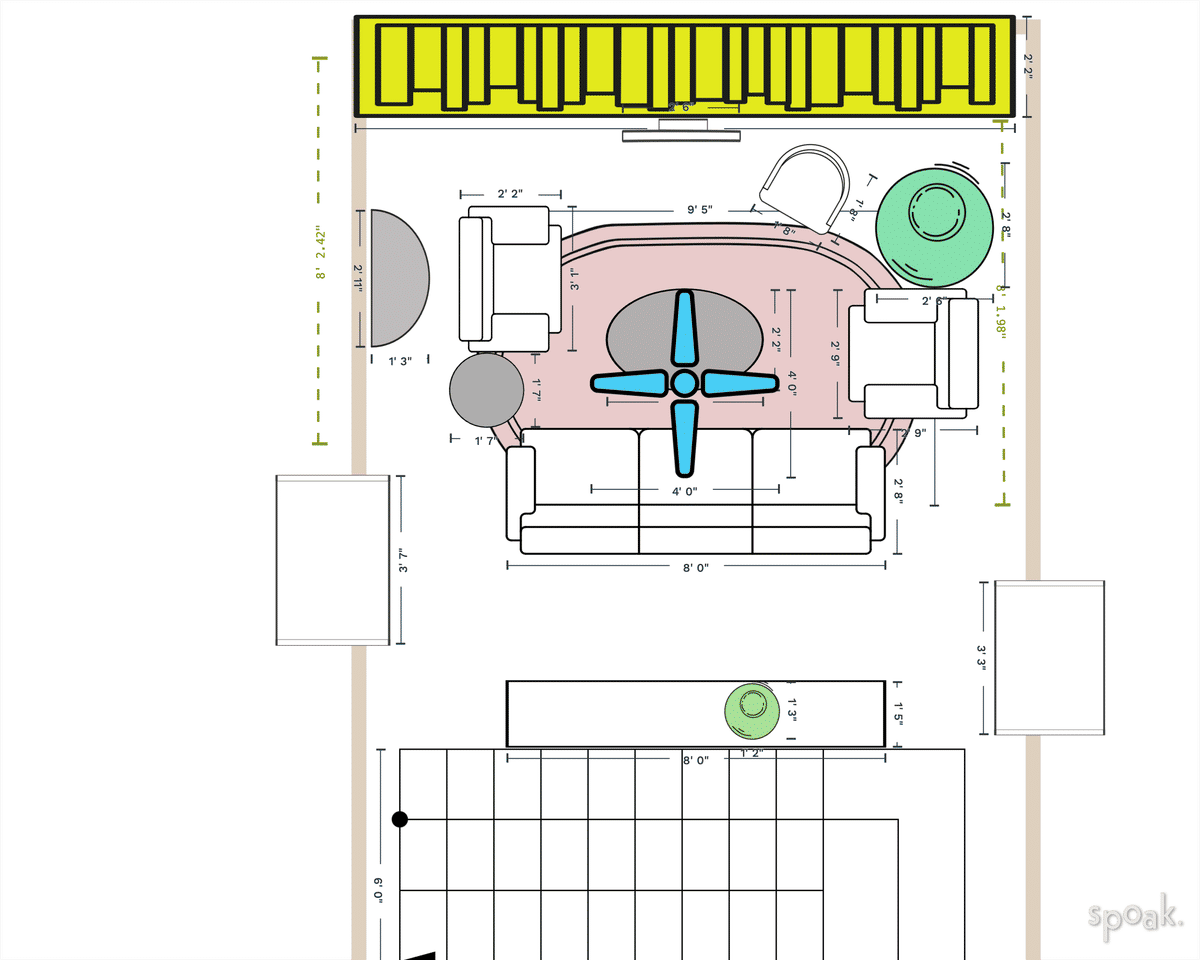 Living + Dining Room Layout designed by Renee Santalo