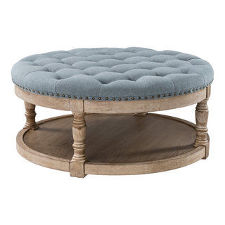 36" Wide Tufted Round Cocktail Ottoman With Storage - French Country - Footstools And Ottomans - by Karat Home | Houzz added by Spoak Member