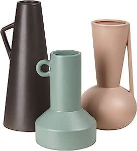 TERESA'S COLLECTIONS Morandi Modern Ceramic Vase for Decor, Modern Farmhouse Decor, Living Room Decor, Boho Vase for Pampas Grass, Flower Vases for Table Centerpieces, Mantel, Shelf, 10.4"-Set of 3 added by Olga Dragieva