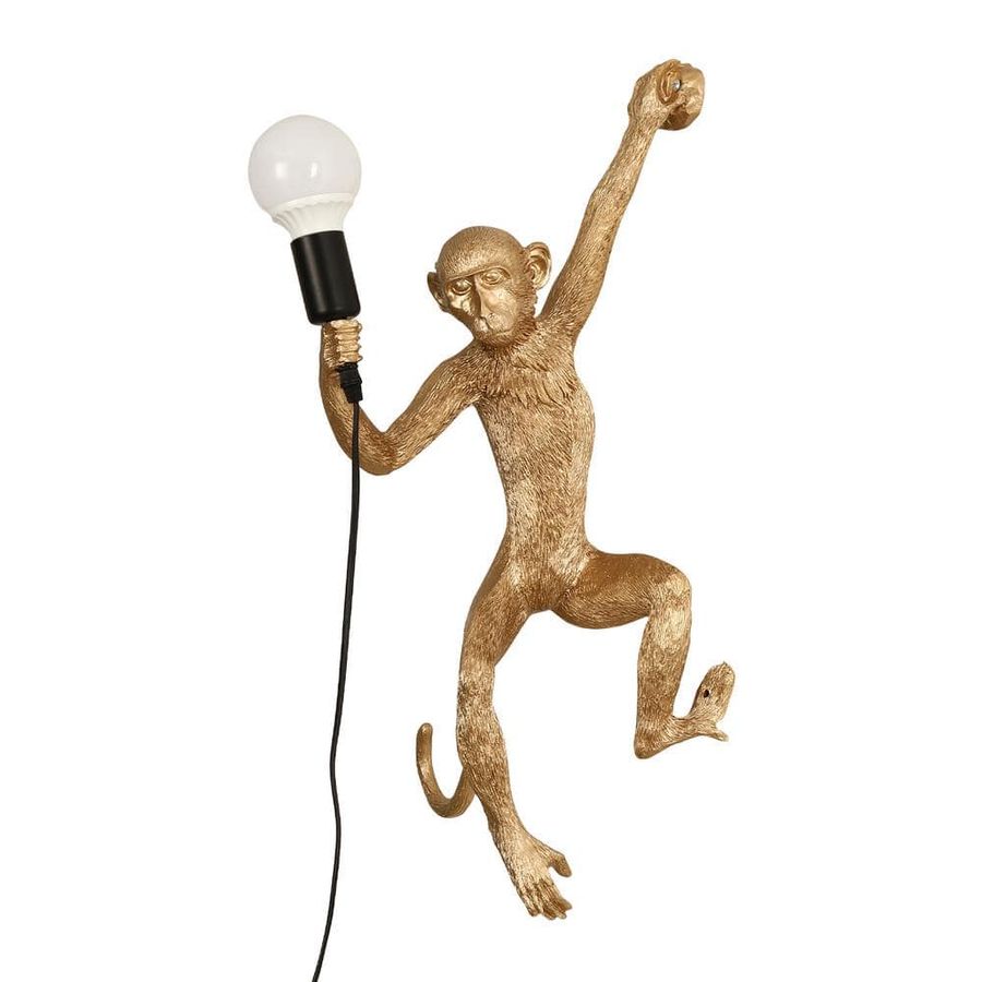 OUKANING 1-Light Gold Vintage Resin Creative Monkey Wall Sconce Decorative Hanging Lamp HG-BKFYL-2985 - The Home Depot added by The Graymill
