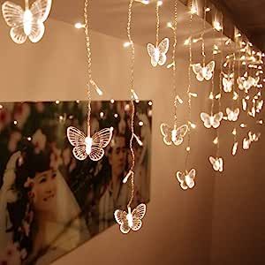BJYHIYH Led Curtain Lights USB Powered 8 Modes Window Curtain String Lights Butterfly Twinkle Lights for Christmas Dorm Room Decoration(Warm White) added by Laura Burdette