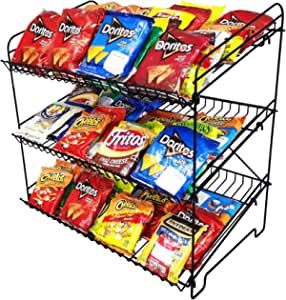 FixtureDisplays® 24" Wide X 14.9" Deep X 23.2" Tall 3-Open-Shelf Wire Rack for Countertop Chips Snack Book Display Organizer Concession Theatre Kitchen Pantry Stand Black 19396NEW-NF added by Piper Stromatt