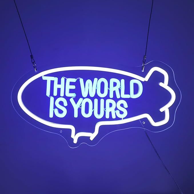 Upgraded The World Is Yours Neon Sign with Timing Remote for Boys Teens Mens Room, Blimp Led Light Up Sign The World Is Yours for Game Room Mens Cave, Home Bar added by mony 44