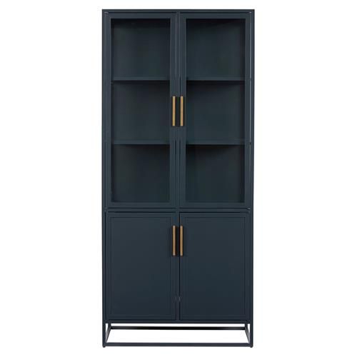 Noor Coastal Beach Clear Glass Door Blue Metal Tall Display Case added by Sofia Mastikhina