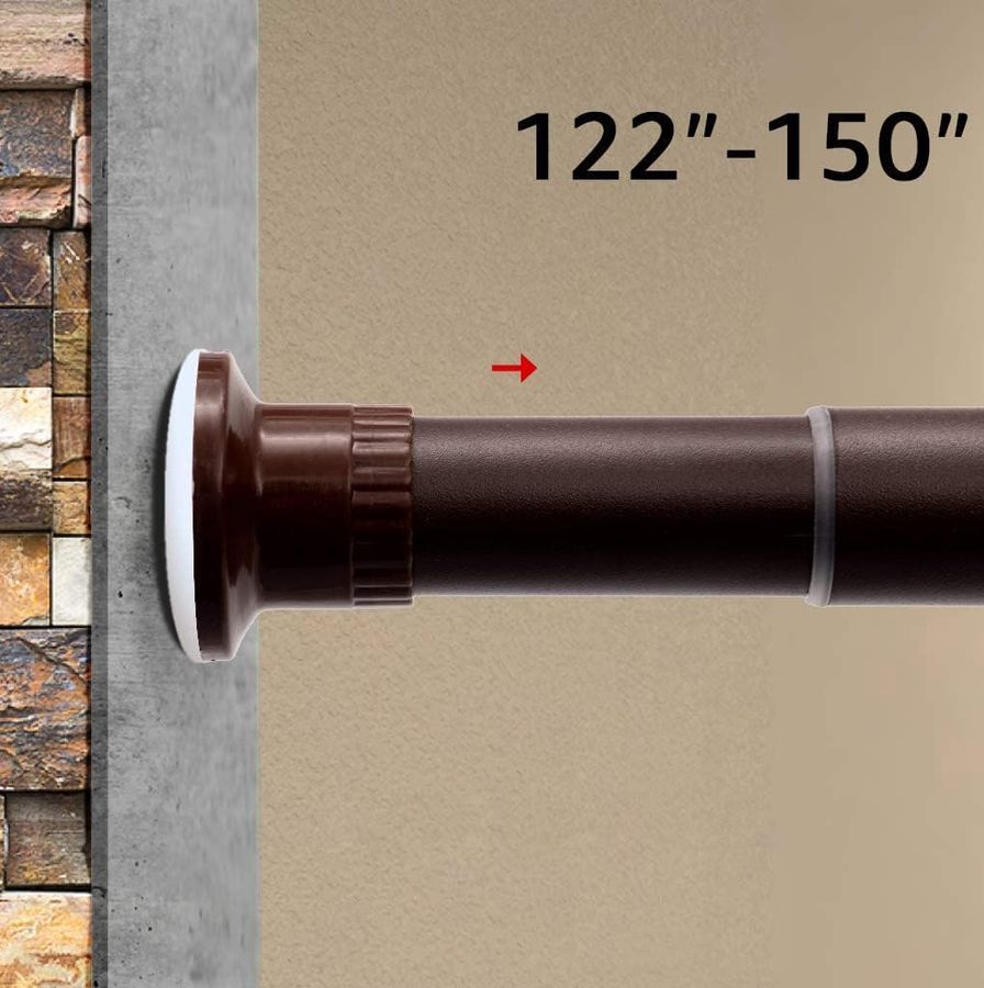 ASHLEYRIVER Room Divider Tension Curtain Rod,Tension Shower Window Curtain Rod,No Drilling,Very Secure-122-150 Inch,Bronze added by erika grossman