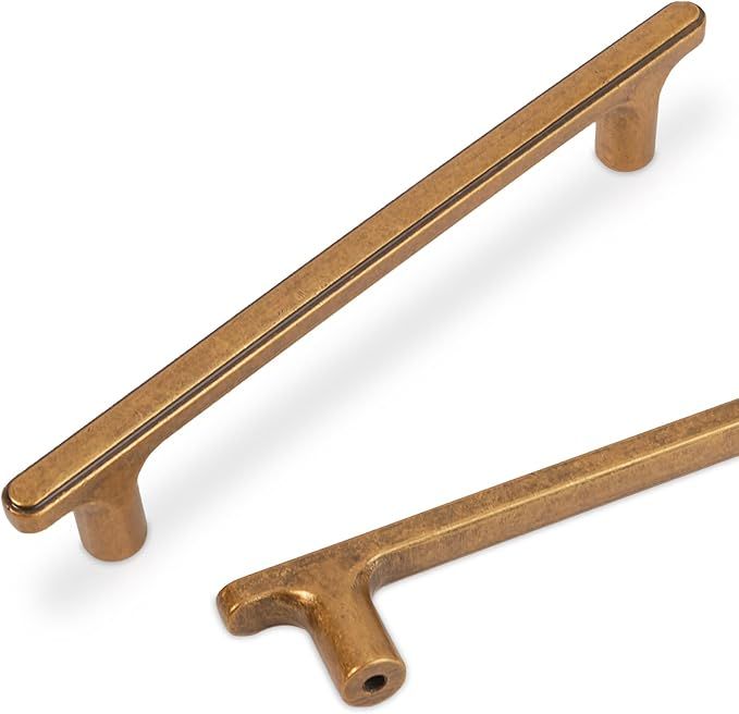 COTYKILEY 10 Pack 5-Inch Antique Brass Cabinet Handles - Vintage Drawer Pulls, Aged Gold Bronze Kitchen Hardware, Dresser Handles added by Luci Keefer