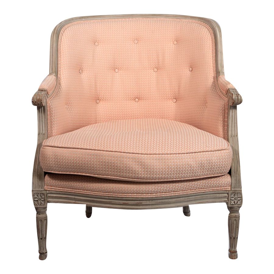 Late 20th Century Louis XVI-Style Upholstered Painted Carved Wood Bergere added by Spoak Member
