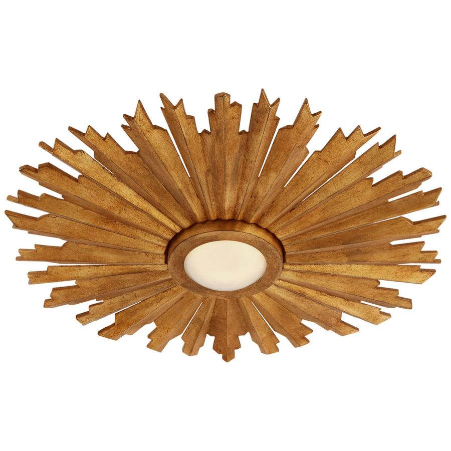 Chapman & Myers Claymore 22" Flush Mount in Gilded Iron with White Glass added by sarah spagnola