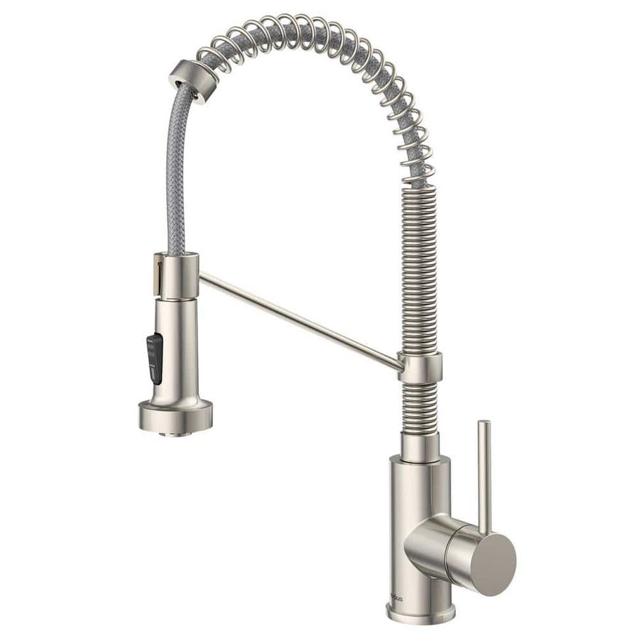 KRAUS Bolden Single Handle 18-Inch Commercial Kitchen Faucet with Dual Function Pull Down Sprayhead in Stainless Steel KPF-1610SS - The Home Depot added by Brianna Del Angel