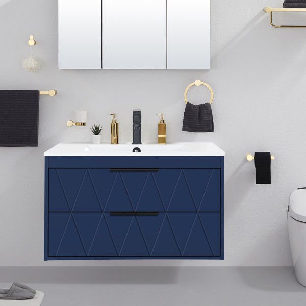 Arv 30" Wall Mount Single Bathroom Vanity Set with Ceramic Sink Top, Water Saving Faucet added by Whitney Crutcher