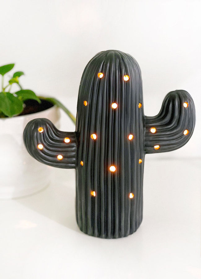 Matte Black Medium Ceramic Cactus Tree Light added by kristin cavender