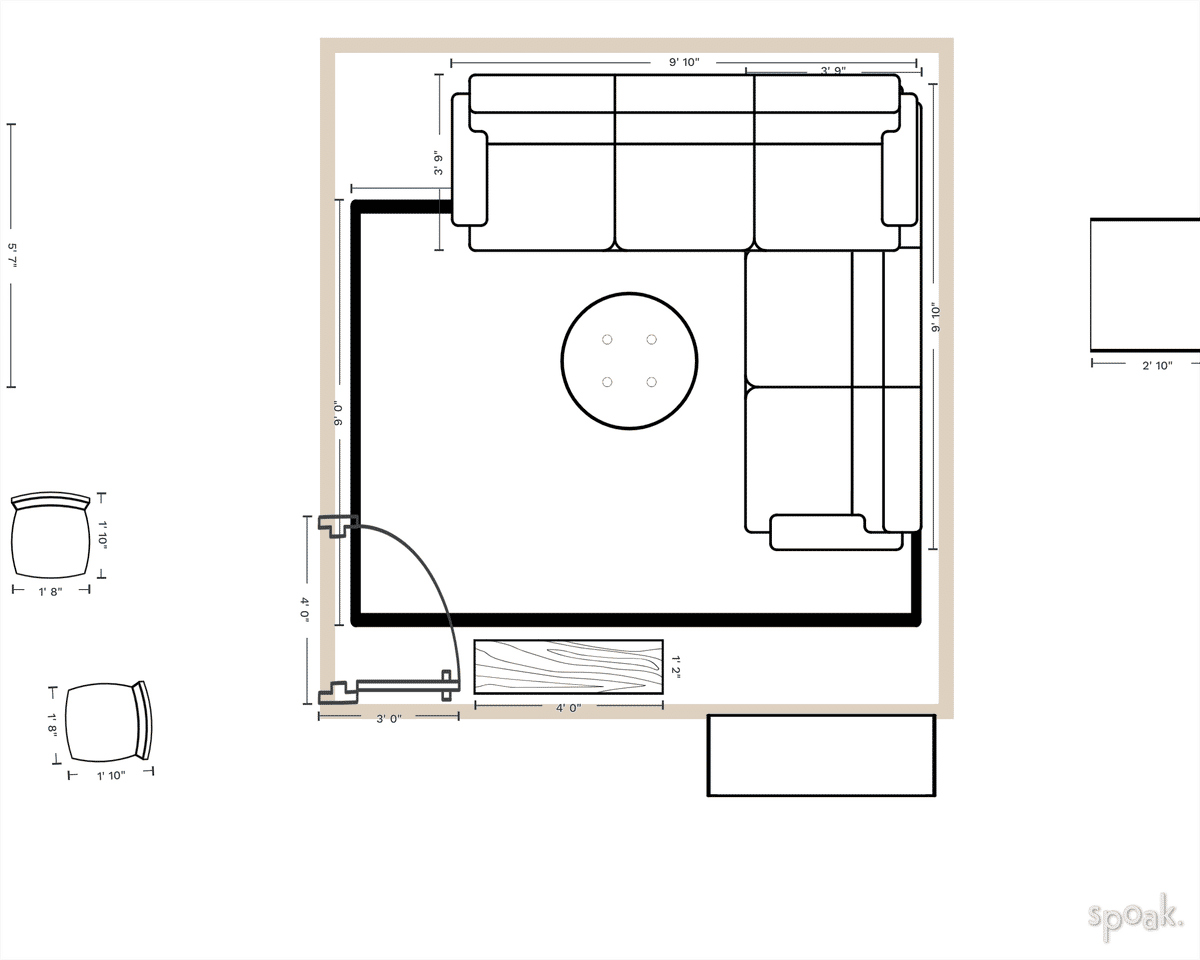 Living + Dining Room Layout designed by Kara Allcox