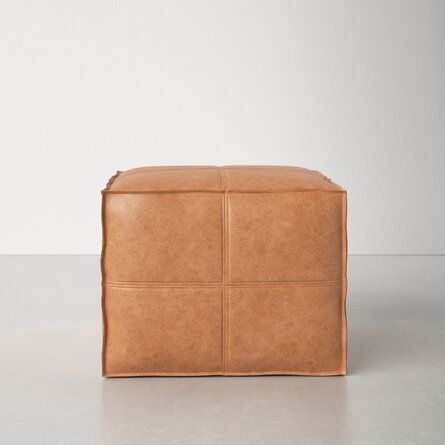 AllModern Inez 18" Wide Faux Leather Square Pouf Ottoman | Wayfair added by Kristen Dominguez