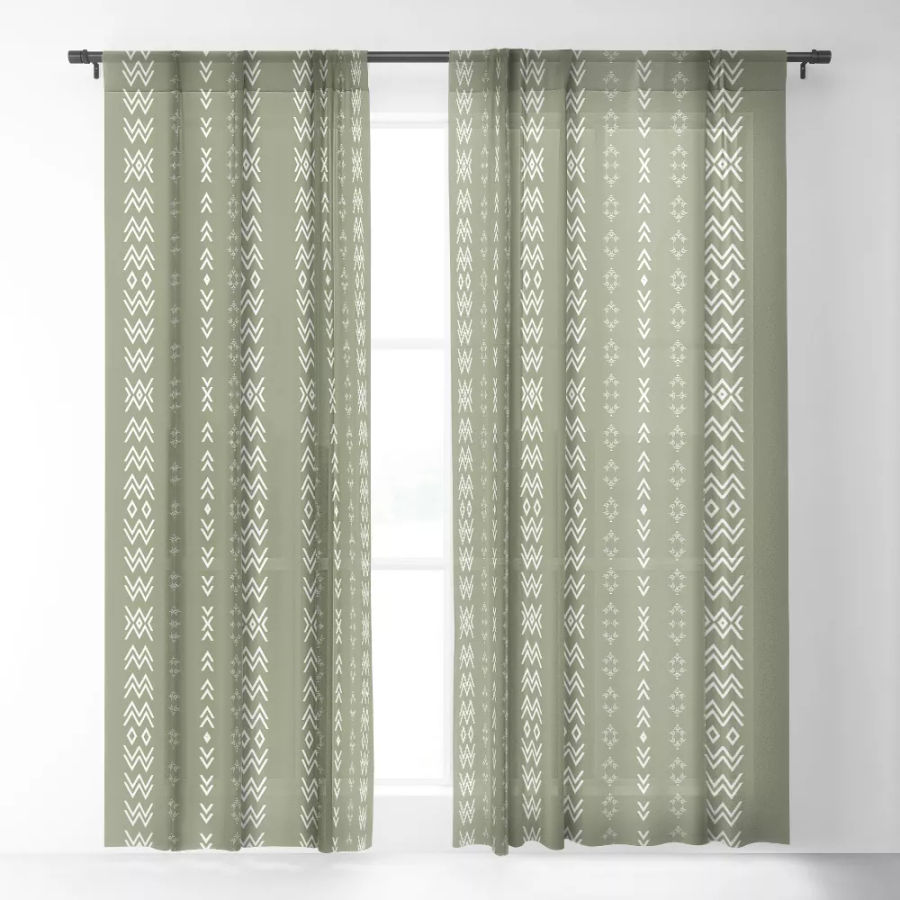 Sheila Wenzel-Ganny Sage Minimalist Mudcloth 64" x 50" Single Panel Sheer Window Curtain - Deny Designs added by Jenna Quinones