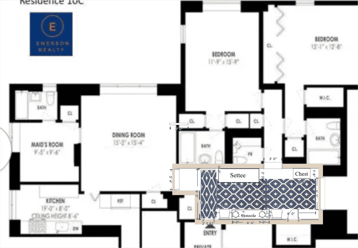 L-Shaped Open Concept Living + Dining Room Layout designed by Charli Nicol