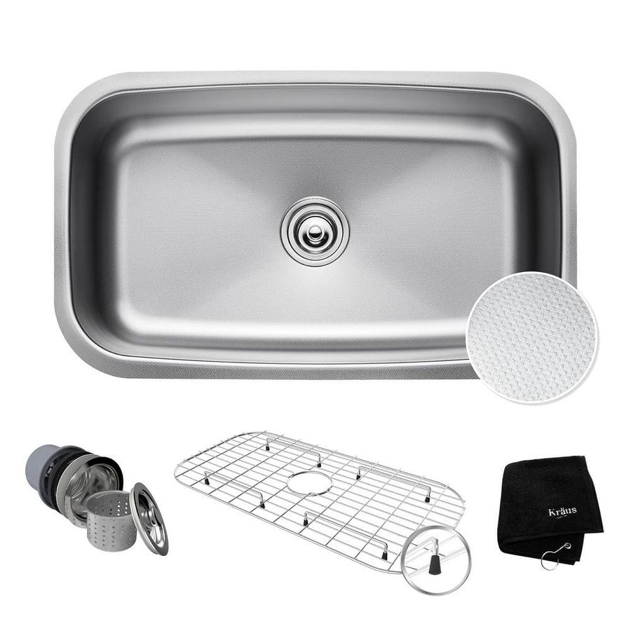 KRAUS Premier Kitchen 32 in. Undermount Single Bowl 16 Gauge Stainless Steel Kitchen Sink with Accessories KBU14E - The Home Depot added by Stasia Reisfield