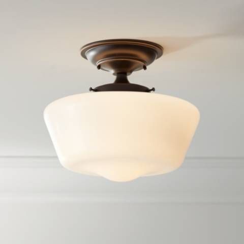 Schoolhouse Floating 12" Wide Bronze Opaque Ceiling Light - #2M670 | Lamps Plus added by Emily Cuba