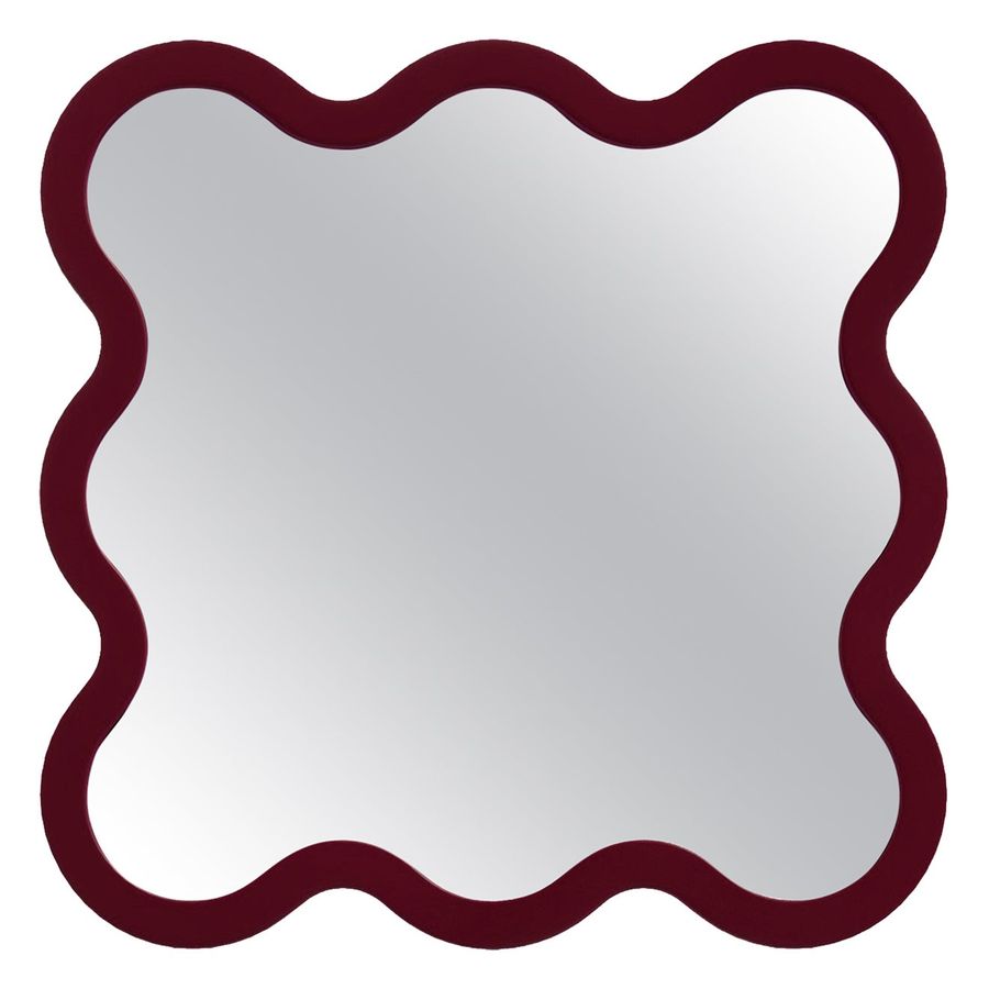 Contemporary Wall Mirror 'Hvyli 12 Square' by Oitoproducts, Dark Red Frame added by Serena Finnerty