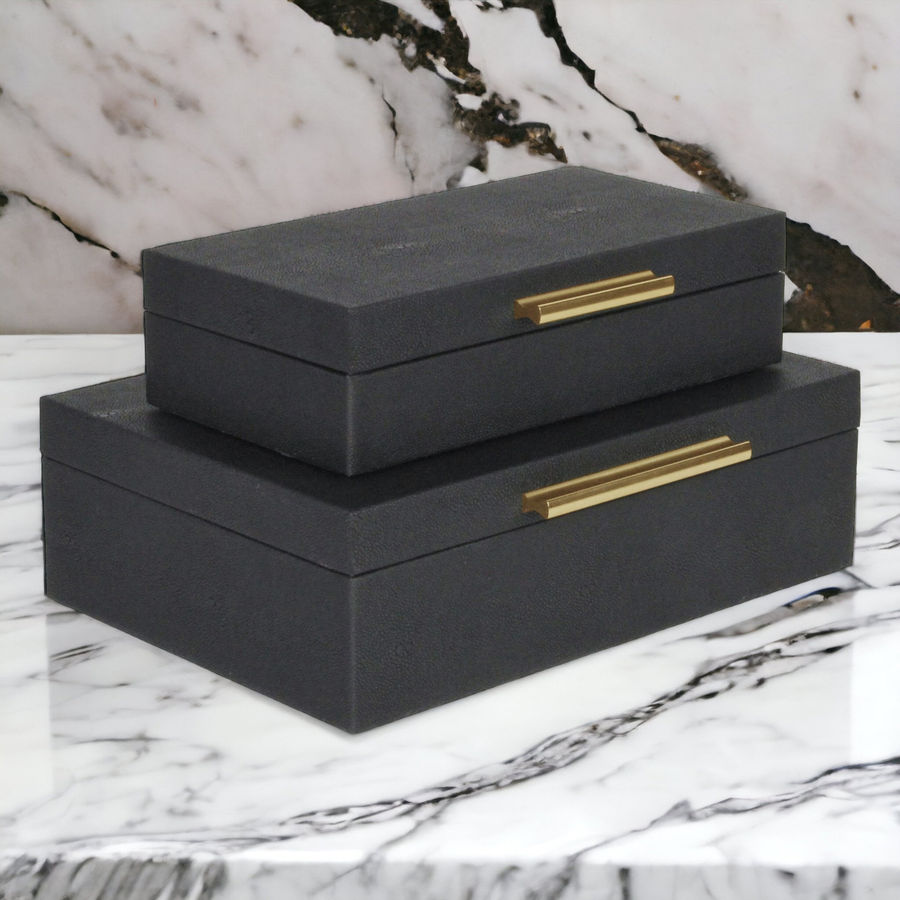 Willa Arlo™ Interiors Rebeka Faux Shagreen Rectangular Decorative Box Set & Reviews | Wayfair added by Ivy Hester